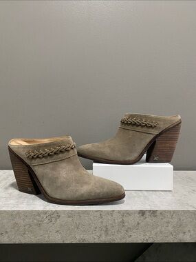 Sam Edelman Alison Western Suede Braided Mule Heels Size 9.5